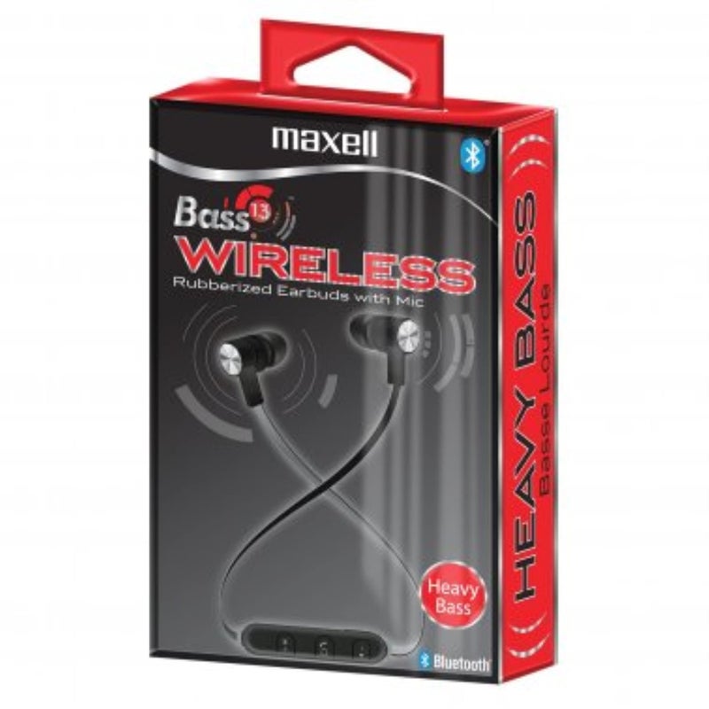 Maxell Bass 13 Black Bluetooth Wireless Earbuds, 3 Hours of Talk/Play Time, Rubberized Earbuds, Volume Control (B13-EB2), Small - Image 2
